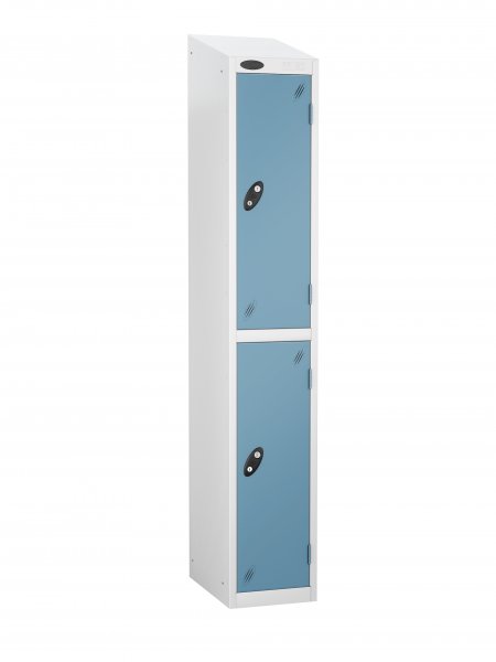 Single Metal Storage Locker | 2 Doors | 1780 x 305 x 305mm | White Carcass | Ocean Door | Cam Lock | Sloping Top | Probe