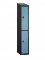 Single Metal Storage Locker | 2 Doors | 1780 x 305 x 305mm | Black Carcass | Ocean Door | Cam Lock | Sloping Top | Probe