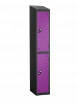 Single Metal Storage Locker | 2 Doors | 1780 x 305 x 305mm | Black Carcass | Lilac Door | Cam Lock | Sloping Top | Probe