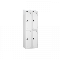 Nest of 2 Metal Storage Lockers | 2 Doors | 1780 x 305 x 305mm | White Carcass | White Door | Cam Lock | Sloping Top | Probe