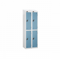 Nest of 2 Metal Storage Lockers | 2 Doors | 1780 x 305 x 305mm | White Carcass | Ocean Door | Cam Lock | Sloping Top | Probe