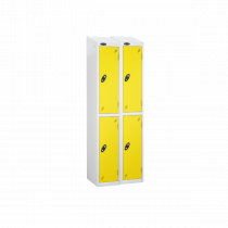 Nest of 2 Metal Storage Lockers | 2 Doors | 1780 x 305 x 305mm | White Carcass | Lemon Door | Cam Lock | Sloping Top | Probe