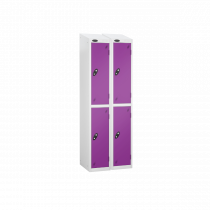 Nest of 2 Metal Storage Lockers | 2 Doors | 1780 x 305 x 305mm | White Carcass | Lilac Door | Cam Lock | Sloping Top | Probe