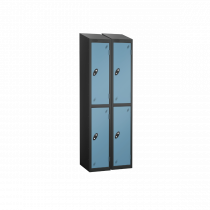 Nest of 2 Metal Storage Lockers | 2 Doors | 1780 x 305 x 305mm | Black Carcass | Ocean Door | Cam Lock | Sloping Top | Probe