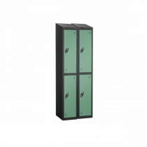 Nest of 2 Metal Storage Lockers | 2 Doors | 1780 x 305 x 305mm | Black Carcass | Jade Door | Cam Lock | Sloping Top | Probe