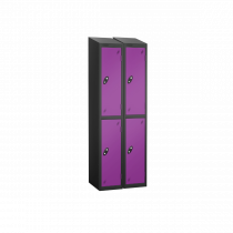 Nest of 2 Metal Storage Lockers | 2 Doors | 1780 x 305 x 305mm | Black Carcass | Lilac Door | Cam Lock | Sloping Top | Probe