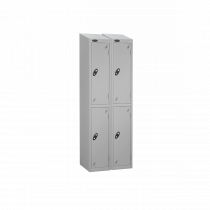 Nest of 2 Metal Storage Lockers | 2 Doors | 1780 x 305 x 305mm | Silver Carcass | Silver Door | Cam Lock | Sloping Top | Probe