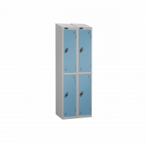 Nest of 2 Metal Storage Lockers | 2 Doors | 1780 x 305 x 305mm | Silver Carcass | Ocean Door | Cam Lock | Sloping Top | Probe