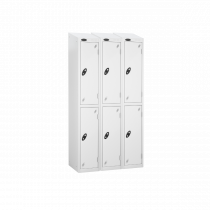 Nest of 3 Metal Storage Lockers | 2 Doors | 1780 x 305 x 305mm | White Carcass | White Door | Cam Lock | Sloping Top | Probe