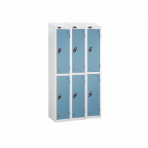 Nest of 3 Metal Storage Lockers | 2 Doors | 1780 x 305 x 305mm | White Carcass | Ocean Door | Cam Lock | Sloping Top | Probe