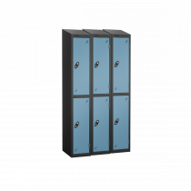 Nest of 3 Metal Storage Lockers | 2 Doors | 1780 x 305 x 305mm | Black Carcass | Ocean Door | Cam Lock | Sloping Top | Probe