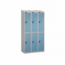 Nest of 3 Metal Storage Lockers | 2 Doors | 1780 x 305 x 305mm | Silver Carcass | Ocean Door | Cam Lock | Sloping Top | Probe