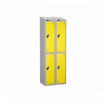 Nest of 2 Metal Storage Lockers | 2 Doors | 1780 x 305 x 380mm | Silver Carcass | Lemon Door | Cam Lock | Sloping Top | Probe