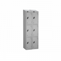 Nest of 2 Metal Storage Lockers | 3 Doors | 1780 x 305 x 305mm | Silver Carcass | Silver Door | Cam Lock | Sloping Top | Probe