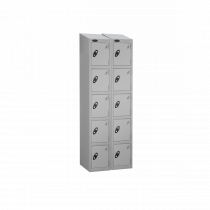 Nest of 2 Metal Storage Lockers | 5 Doors | 1780 x 305 x 305mm | Silver Carcass | Silver Door | Cam Lock | Sloping Top | Probe