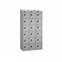 Nest of 3 Metal Storage Lockers | 6 Doors | 1780 x 305 x 305mm | Silver Carcass | Silver Door | Cam Lock | Sloping Top | Probe