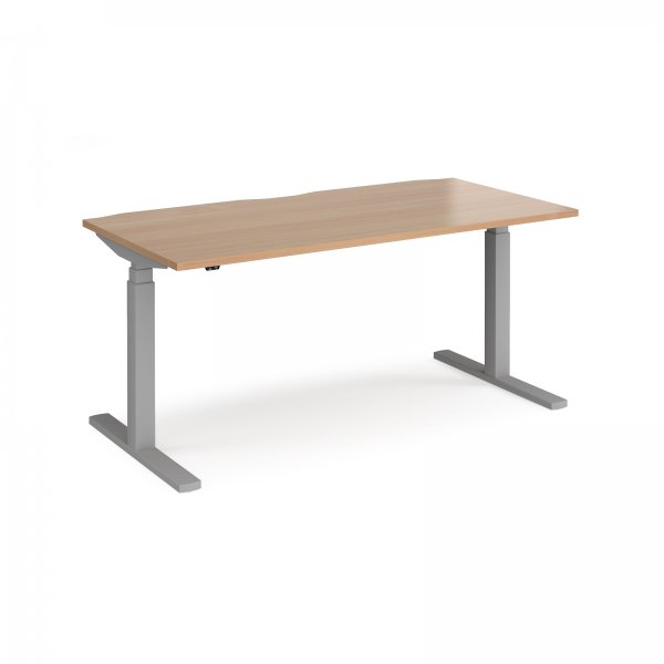 Straight Sit-Stand Desk | 1600 x 800mm | Silver Frame | Beech Top | Elev8 Touch