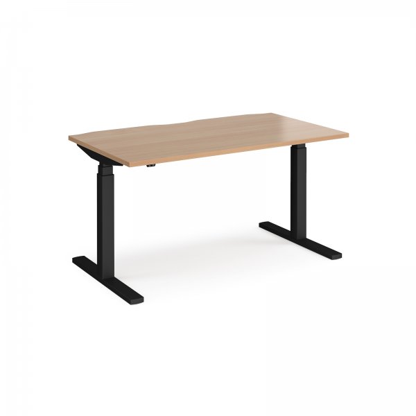 Straight Sit-Stand Desk | 1400 x 800mm | Black Frame | Beech Top | Elev8 Touch