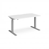 Straight Sit-Stand Desk | 1400 x 800mm | Silver Frame | White Top | Elev8 Touch