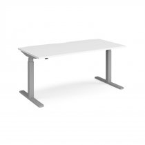 Straight Sit-Stand Desk | 1600 x 800mm | Silver Frame | White Top | Elev8 Touch