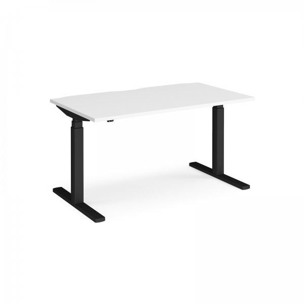 Straight Sit-Stand Desk | 1400 x 800mm | Black Frame | White Top | Elev8 Touch