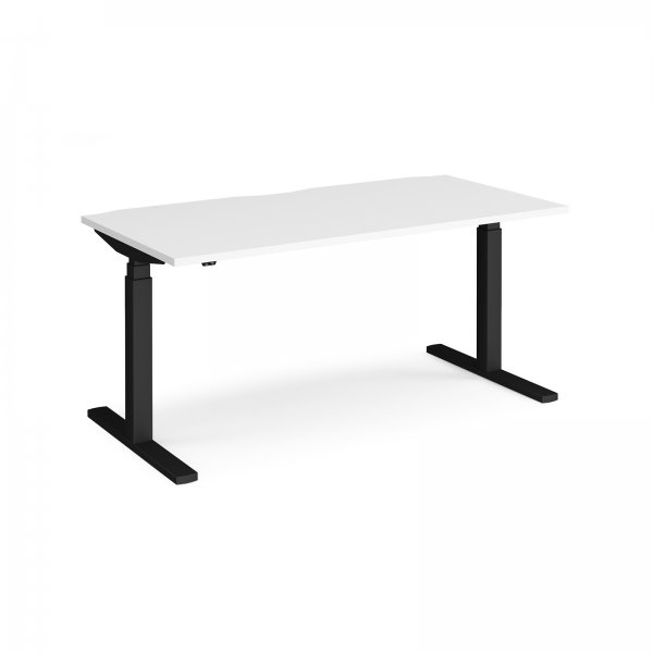 Straight Sit-Stand Desk | 1600 x 800mm | Black Frame | White Top | Elev8 Touch
