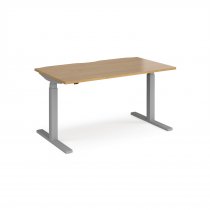 Straight Sit-Stand Desk | 1400 x 800mm | Silver Frame | Oak Top | Elev8 Touch