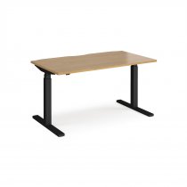 Straight Sit-Stand Desk | 1400 x 800mm | Black Frame | Oak Top | Elev8 Touch