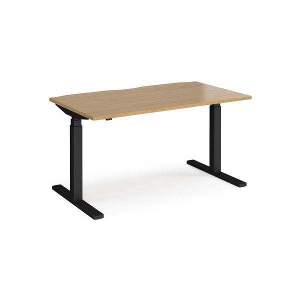 Straight Sit-Stand Desk | 1400 x 800mm | Black Frame | Oak Top | Elev8 Touch