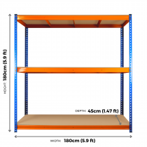 Ultra Heavy Duty Storage Racking | 1800h x 1800w x 450d mm | 350kg Max Weight per Shelf | 3 Levels