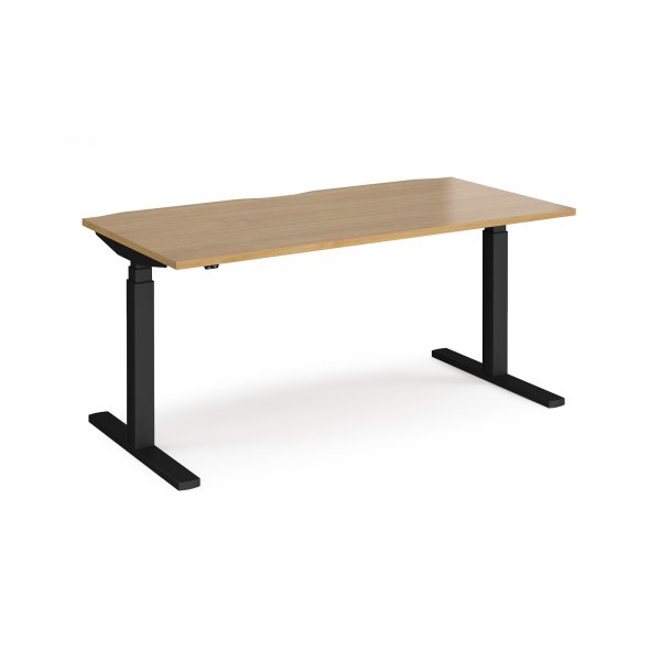 Straight Sit-Stand Desk | 1600 x 800mm | Black Frame | Oak Top | Elev8 Touch