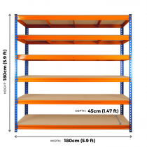 Ultra Heavy Duty Storage Racking | 1800h x 1800w x 450d mm | 350kg Max Weight per Shelf | 6 Levels