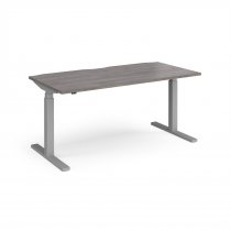 Straight Sit-Stand Desk | 1600 x 800mm | Silver Frame | Grey Oak Top | Elev8 Touch