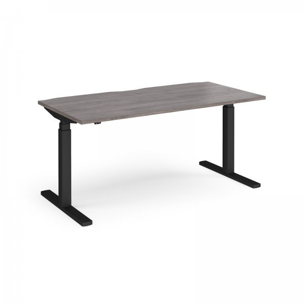 Straight Sit-Stand Desk | 1600 x 800mm | Black Frame | Grey Oak Top | Elev8 Touch