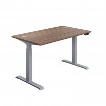 Everyday Dual Motor Sit Stand Desk | 1200w x 800d mm | Dark Walnut Top | Silver Frame