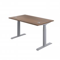 Everyday Dual Motor Sit Stand Desk | 1200w x 800d mm | Dark Walnut Top | Silver Frame