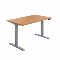 Everyday Dual Motor Sit Stand Desk | 1200w x 800d mm | Nova Oak Top | Silver Frame