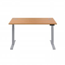 Everyday Dual Motor Sit Stand Desk | 1200w x 800d mm | Nova Oak Top | Silver Frame