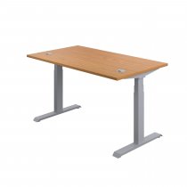 Everyday Dual Motor Sit Stand Desk | 1200w x 800d mm | Nova Oak Top | Silver Frame