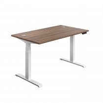 Everyday Dual Motor Sit Stand Desk | 1400w x 800d mm | Dark Walnut Top | White Frame