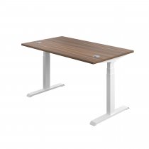 Everyday Dual Motor Sit Stand Desk | 1400w x 800d mm | Dark Walnut Top | White Frame