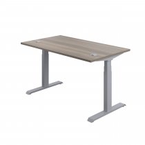 Everyday Dual Motor Sit Stand Desk | 1400w x 800d mm | Grey Oak Top | Silver Frame