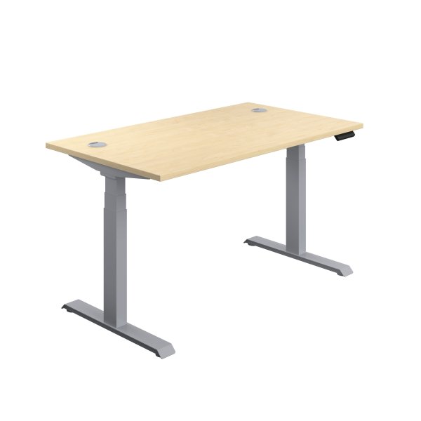 Everyday Dual Motor Sit Stand Desk | 1400w x 800d mm | Maple Top | Silver Frame