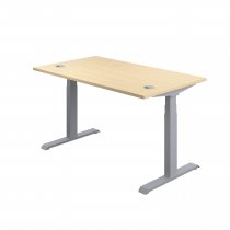 Everyday Dual Motor Sit Stand Desk | 1400w x 800d mm | Maple Top | Silver Frame