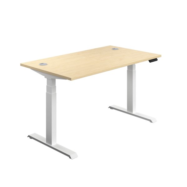 Everyday Dual Motor Sit Stand Desk | 1400w x 800d mm | Maple Top | White Frame