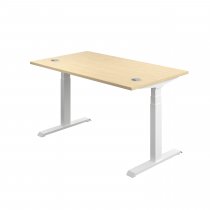 Everyday Dual Motor Sit Stand Desk | 1400w x 800d mm | Maple Top | White Frame