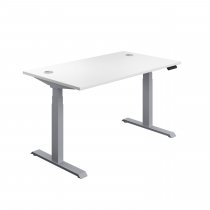 Everyday Dual Motor Sit Stand Desk | 1400w x 800d mm | White Top | Silver Frame