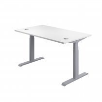 Everyday Dual Motor Sit Stand Desk | 1400w x 800d mm | White Top | Silver Frame