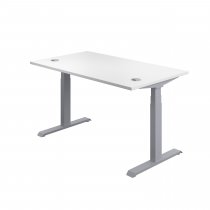 Everyday Dual Motor Sit Stand Desk | 1600w x 800d mm | White Top | Silver Frame