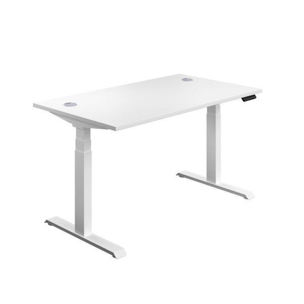 Everyday Dual Motor Sit Stand Desk | 1600w x 800d mm | White Top | White Frame